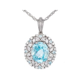 JTV Bella Luce 6.75ctw Sky Blue Topaz & White Diamond Simulants Rhodium Over Silver Pendant/Chain