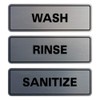 Señal de lavado estándar SANITIZE (paquete de 3), Brushed Silver,