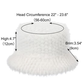 sy soul young Women's Winter Faux Fur Plush Bucket Hat Winter Hat Fishing Hats Cloche Hat Fur Warm Fisherman Cap, White