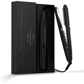 AINA Hair Straightener Comb, Flat Iron with Comb | Titanium Iron 450F | Dual Voltage Hair Straightening | Curling 2 in1 | Resolve Tangled | frizz Free (Vader Black)