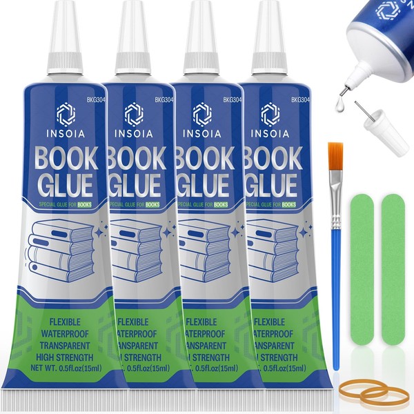Book Glue, 15ML x 4 Book Adhesive, Clear Book Binding