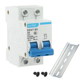 sourcing map Miniature Circuit Breaker Low Voltage AC 6A 400V 2 Pole DIN Rail Installation DZ47-63 C6