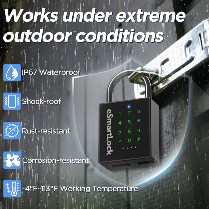 Heavy Duty Smart Padlock,Outdoor Combination Padlock with Key Code RFID