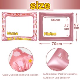 ROSE GOLD 30th birthday Inflatable Photo Booth Selfie Frame & Props Set Giant Selfie Photo Booth Picture Frame Photo Props Blow Up Photo Frame for 30 Years Old Birthday Party Decoration Supplies