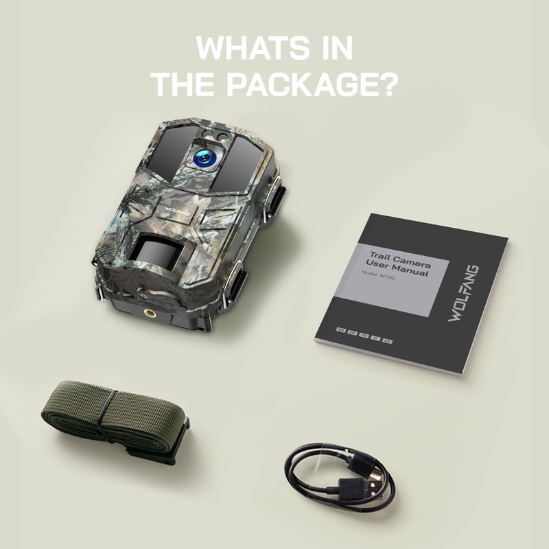 WOLFANG Wildlife Camera 64MP 4K HD, WiFi Bluetooth Trail Camera,