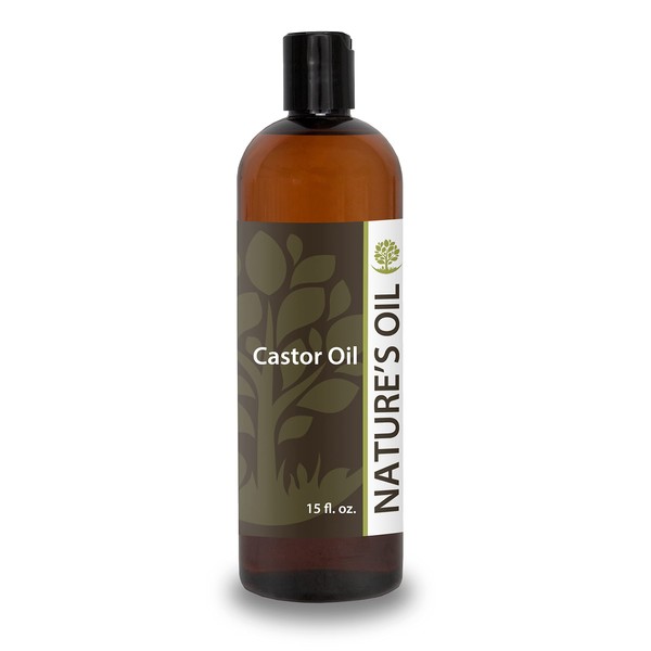 Castor Oil 15oz - 100% Pure Carrier for Massage, Diluting Essential Oils, Aromatherapy, Hair & Skin Care Benefits, Moisturizer & Softener - by Nature's Oil.