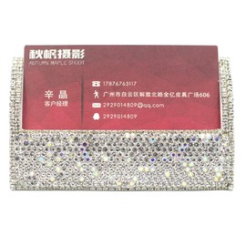 Bestbling Bling Aluminum Business Card Holder for Desk Business Card Display Rhinestone Business Card Stand Desktop Business Card Holders (Silver)