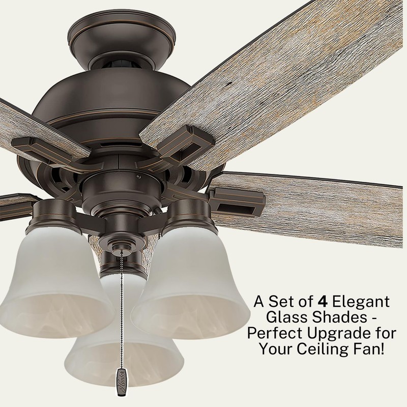 LIGHTACCENTS 4-Pack Ceiling Fan Light Covers -white Alabaster Glass Shade