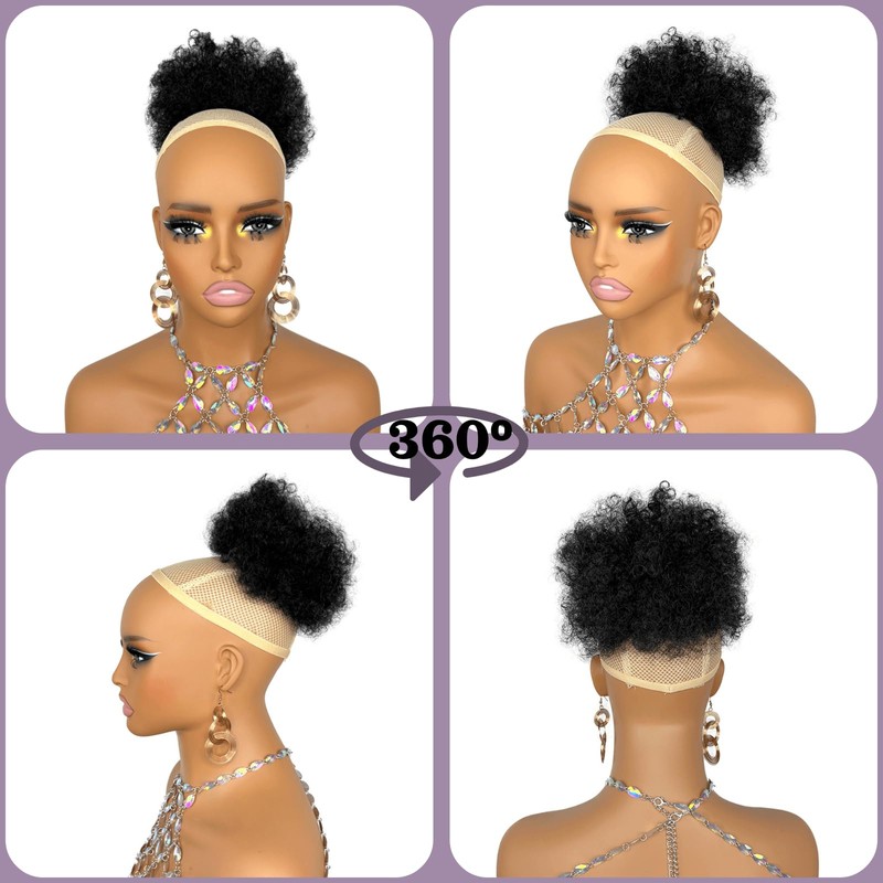 Afro Puff Messy Bun Hair Piece Elastic Ponytail for Women