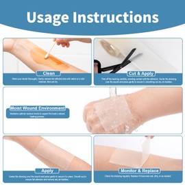 AUPCON Hydrocolloid Wound Dressing Roll, Flexible Waterproof Bandage for Blisters, Cuts & Minor Burns, Breathable Adhesive Skin Protection Tape, Latex-Free (2IN*4.8FT)