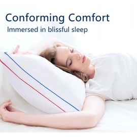 SUMEQIQ Pillows Standard Size Set of 2, Fluffy Bed Pillows for Sleeping, Standard Pillows 2 Pack with Hotel Quality, Firm and Supportive Down Alternative Pillow for Side and Back Sleeper, 20" x 26"