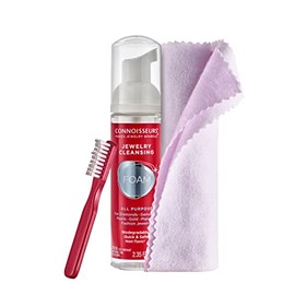 CONNOISSEURS All-Purpose Foam & Brush Jewelry Cleaning Kit with Gold & Silver Jewelry Polishing Cloth