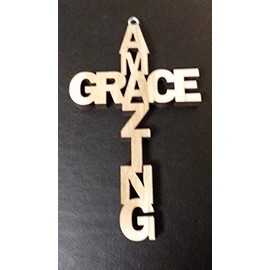 AMAZING GRACE CROSS, cut out words, lg, handmade
