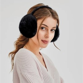 Justay Comf MHERWEG Women's Ear Muffs Adjustable Winter Cuddly Earmuffs Warm Great Gift for Women, A-Black