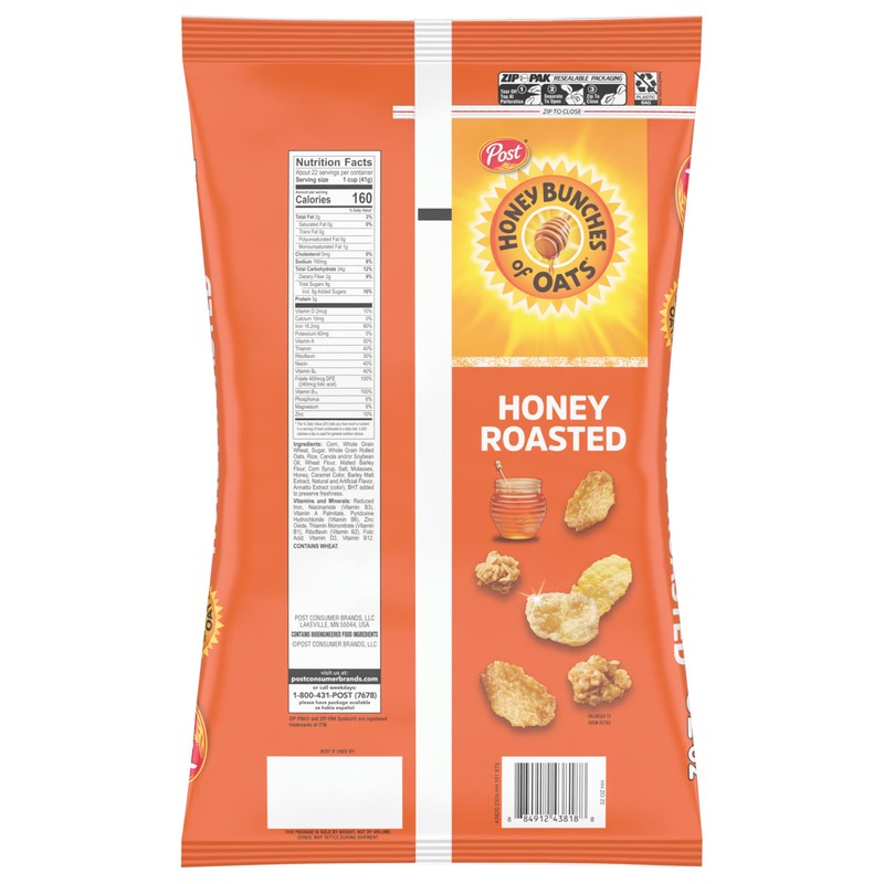 Honey Bunches of Oats Honey Roasted Breakfast Cereal Bag with