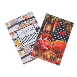 IWOWHERO 2pcs Double-sided Welcome Garden Flag Autumn Thanksgiving Pumpkin Design for Outdoor Decoration Material Fall Garden