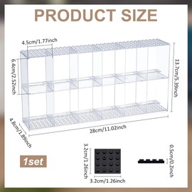FINGERINSPIRE 2-Tier Display Case with 12 Compartments for Mini Figures Transparent Display Case Made of Acrylic with Black Base Presentation Box for Mini Building Blocks without Lid for Mini Figures