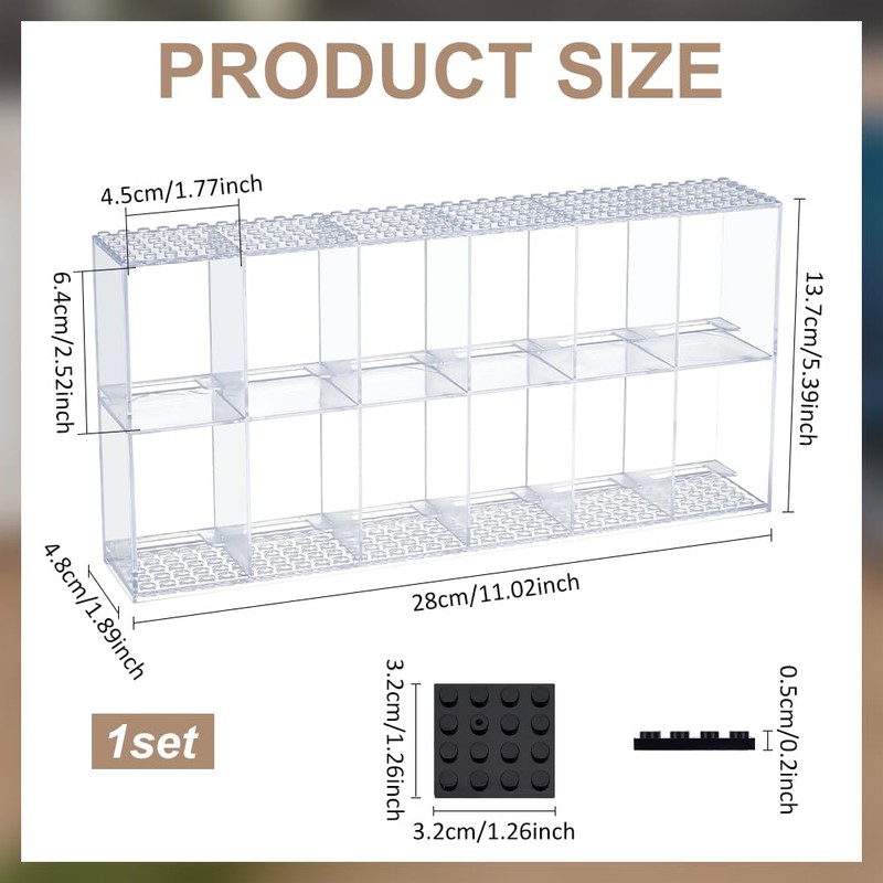 FINGERINSPIRE 2-Tier Display Case with 12 Compartments for Mini Figures