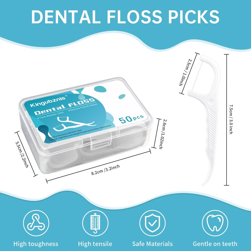Kingbzis 600 Count Dental Floss Picks – Non-Slip Grip Handle,Non-Breakable