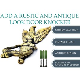 5MOONSUN5's Eagle Shape Victorian Style Doorbell Victorian Antique Style Cast Iron Handcrafted Door Knocker Eagle Decorative Hardware for Doors,