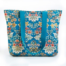 Maison d' Hermine Canvas Tote Bag for Women Cotton Canvas Reusable Shoulder Grocery Bags Bulk with Handles for Shopping Travel Holiday Mom Work Beach Lunch Men Perfect for Gift (Marquise - Blue)