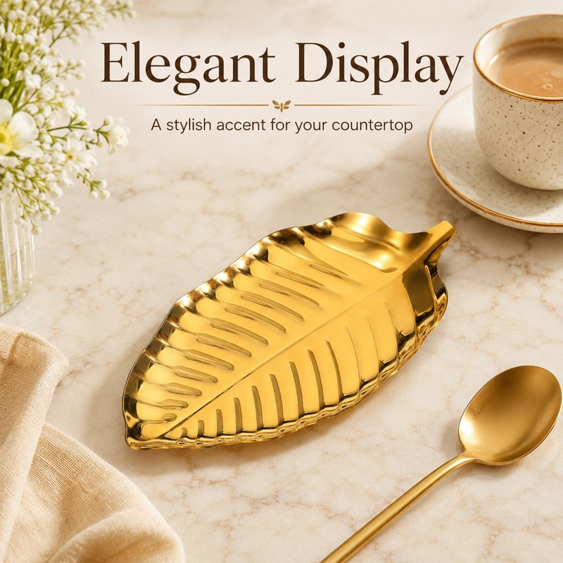 Gold Spoon Rest, Utensil Holder for Kitchen Counter and Stove