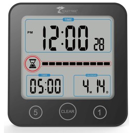 ToiletTree Products Digital Bathroom Shower Clock with Alarm & Large LCD Display – Waterproof, Humidity & Moisture Resistant – Clocks for Bath & Kitchen