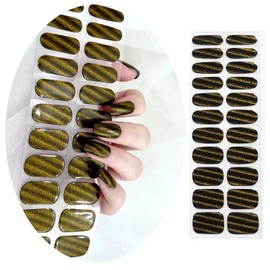 UUDDNN Semi Cured Gel Nail Strips,Works with Any UV/LED Nail Lamps,Pre-Cured,Simple,Salon-Quality,Wallet-Frendly,Long Lasting Nail Wraps, stickers (Cat Eyes 3, Extra Long)