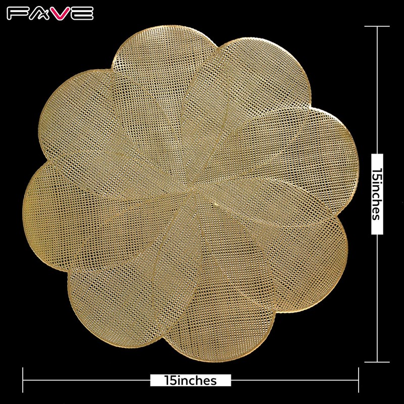 FAVE Luxury Gold Round Table Mats Set of 6 15