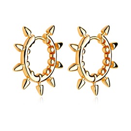 MYEARS Women Sun Earrings Gold Huggie Spike Hoop 14K Small Simple Hypoallergenic Everyday Jewelry