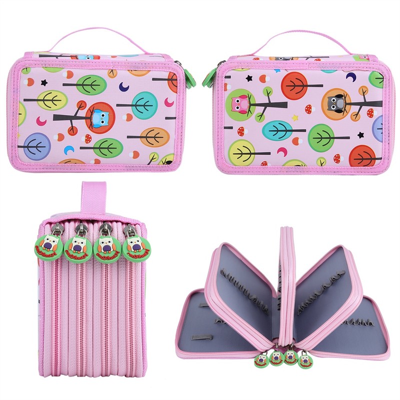 72 Slots Colorful Student Fabric Pen Bag Pencil Pouch Box
