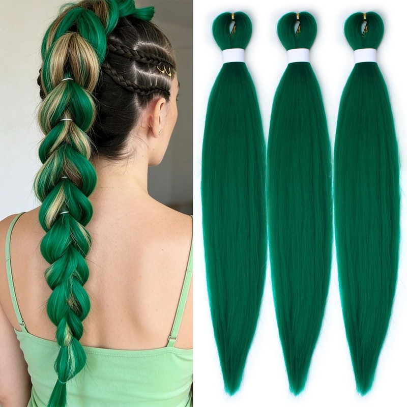 Beauday 24 Inch Green Pre Stretched Braiding Hair Extensions