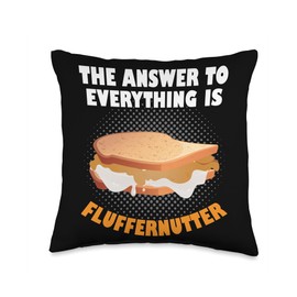 Funny Fluffernutter Sandwich Gear Marshmallow Peanut Butter Throw Pillow