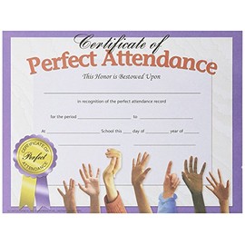 Hayes Perfect Attendance Certificate, 11 x 8-1/2 inches, Paper, Pack of 30