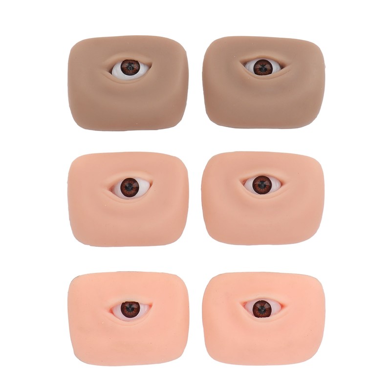 3 Pairs 3D Fake Eye Practice Skin Silicone Microblading Eyebrow