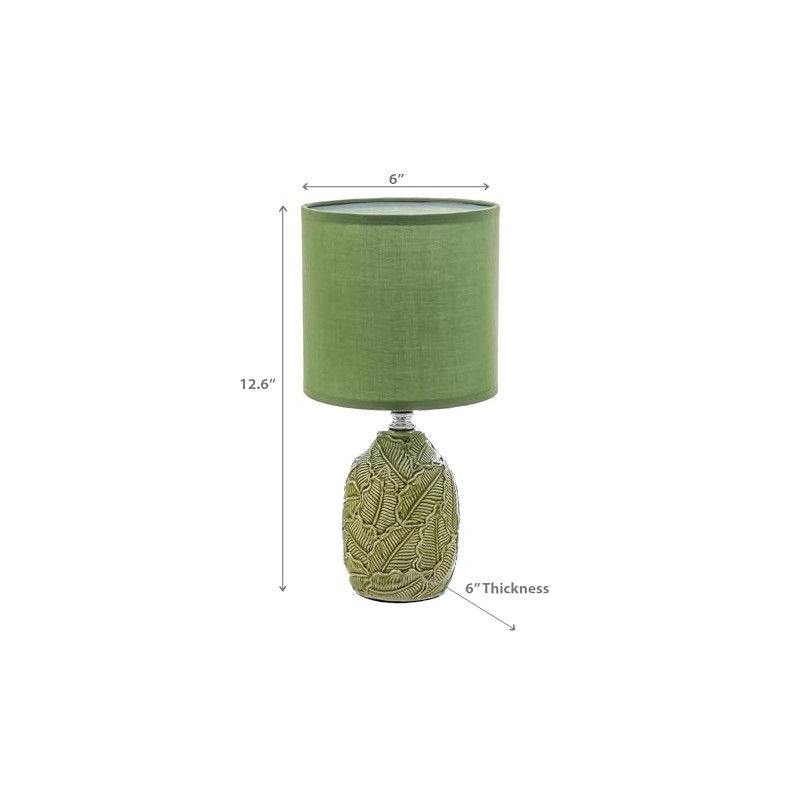 Ceramic Table Lamp with Shade Leaflet Green