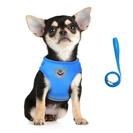 FEimaX No Pull Dog Harness and Leash Set, Soft Mesh Adjustable Lightweight Puppy Harnesses with Reflective Strap, Escape Proof Small Dog Cat Vest for Outdoor Walking
