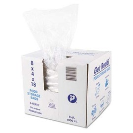 Inteplast Extra Heavy Duty Reusable Utility Food Bag, 8 x 4 x 18, White, Polyethylene (PE), Pull On Closure