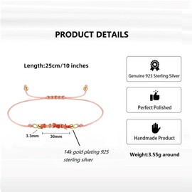 HeyMeili Elastic Bracelets Natural Gemstone Bracelet for Women Birthday Jewellery Gifts, Bracelet Red Agate