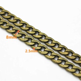 Model Worker DIY - Correa de cadena plana de hierro para bolso de mano, correas de cadena de hombro, correas de repuesto con hebillas de metal (63 pulgadas, bronce)