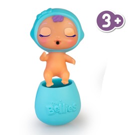 The Bellies by Bellyville - The Baby Bellies Muak Muak, Blue, Baby Dolls for Grooming, Soft and Muddy, with 6 Different Surprises, Fun, Swings, +3 Years, Famosa (BEE08200)