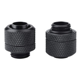 ASHATA Water Cooling Compression Fitting 2PCS G1/4 Thread Flexible Tube Connector Brass Two-Touch Fitting for PC Water Cooling (Black)