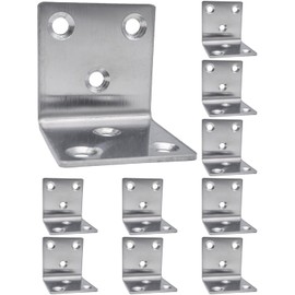 BINCKIN Angle Brackets for Wood, 40 X 40 X 40 X 1.8mm Heavy Duty Reinforced Braces, 10 Pcs L Shaped Corner Stainless Steel Sleeper Brackets (Sliver)