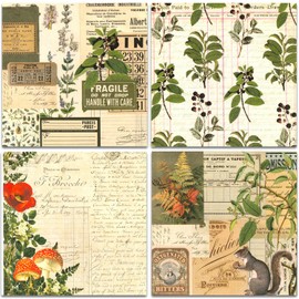 BLEDS Scrapbook Paper 6x6, 24 Sheets Vintage Scrapbooking Paper Ephemera Paper One Single-Side Decopodge Paper Supplies For Craft DIY Junk Journal Greeting Card-Making Decorative Background