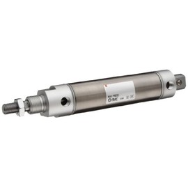 SMC NCMC150-0300C Stainless Steel Air Cylinder, Round Body, Double Acting, Rear Pivot Mounting, Not Switch Ready, Rubber Cushion, 1-1/2" Bore OD, 3" Stroke, 0.437" Rod OD, 1/8" NPT