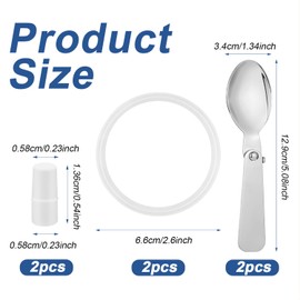 2pcs Stainless Steel Spoons & 2pcs Gaskets & 2pcs Elastic Columns Compatible with Thermos Funtainer 10OZ Food Jars, Small Foldable Spoons Replacement Accessories Dishwasher Safe