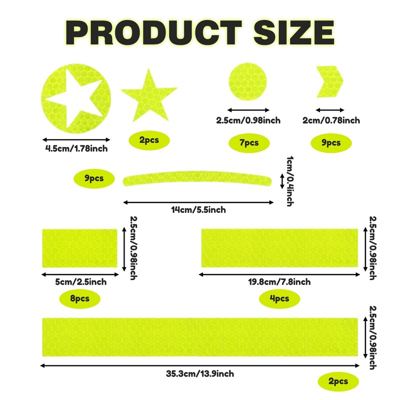 YueJieSelected Reflectors Bicycle Sticker Fluorescent Green
