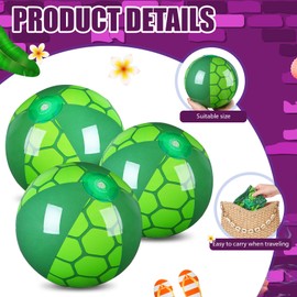 Leyndo 12 Pack Cartoon Turtle Themed Beach Ball 7.87" Bulk for Summer Pool and Beach Game Gifts Green Turtle Birthday Party Supplies and End of The Year Class Party Decorations Favor