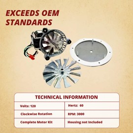 Englander Premium Pellet Stove Combustion Exhaust Blower Kit + 4 3/4" Fan Paddle