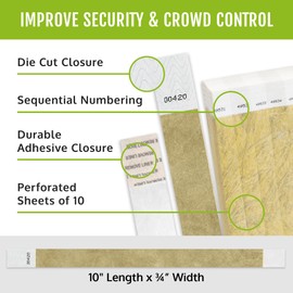 WristCo Gold 3/4" Tyvek Wristbands - 500 Pack Paper Wristbands For Events